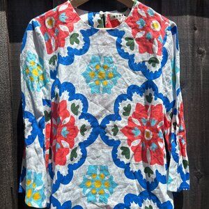 Boden Fluted Sleeve Linen Top